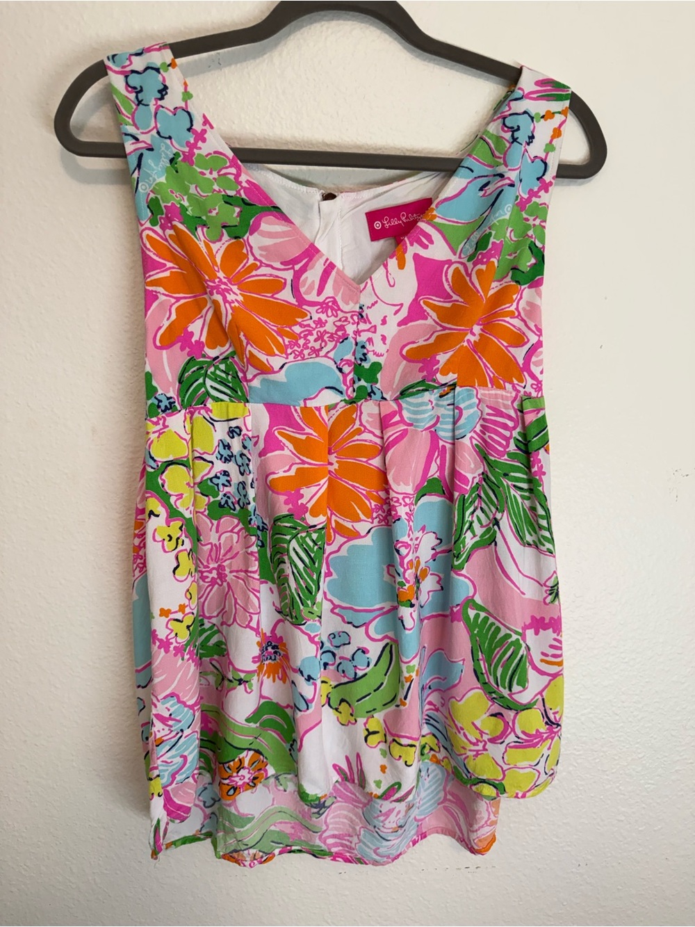 Lilly Pulitzer Vibrant Floral Tank Top - Pink, Orange, Green size M $10